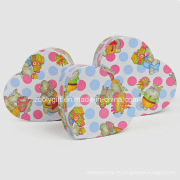 Hearted forma de papel de impresión de embalaje de regalo cajas para juguetes de bebé